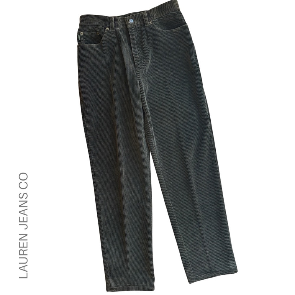 LAUREN JEANS CO RALPH LAUREN DARK GREEN CORDUROY STRAIGHT LEG PANTS | 8 PETITE
